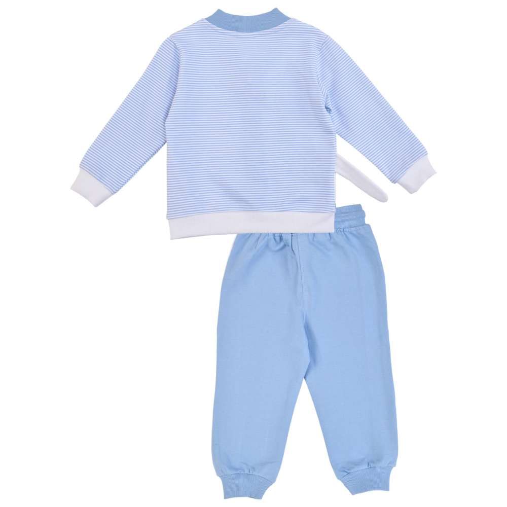 Smart Baby - 3pc-Set - Baby Boy Henley Neck Jacket w/ T-Shirt & Jogger - Blue/White