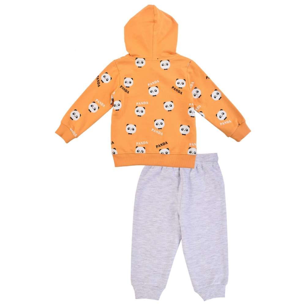 Smart Baby - 3pc-Set - Baby Boy Hooded Jacket w/ T-Shirt & Jogger - Orange/Grey