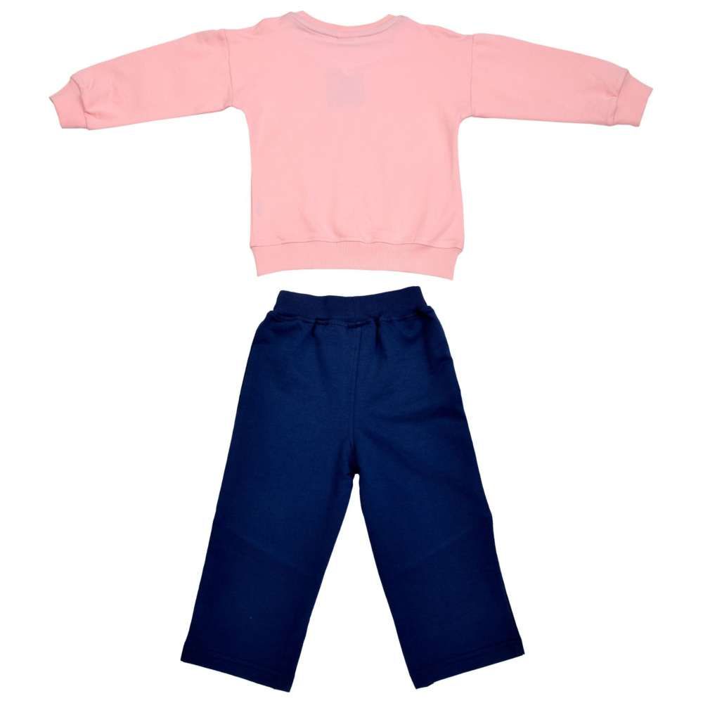 Smart Baby - 2pc-Set - Baby Girl Round Neck Sweatshirt w/ Pant - Peach/Navy