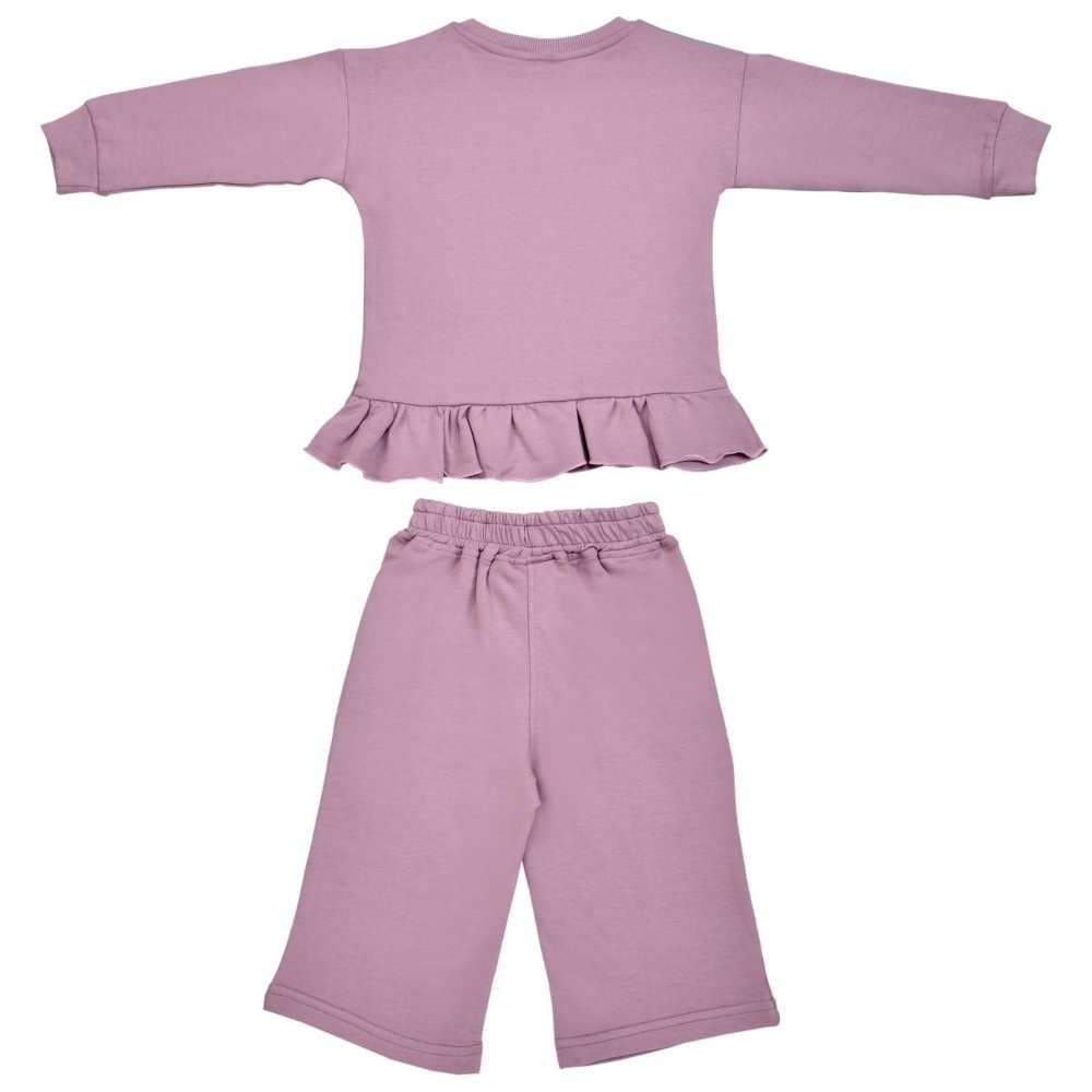 Smart Baby - 2pc-Set - Baby Girl Round Neck Sweatshirt w/ Pant - Mauve