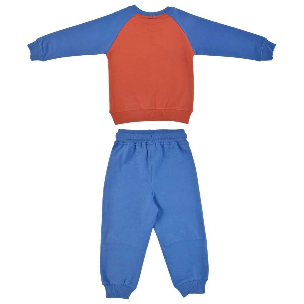 Smart Baby - 2pc-Set - Baby Boy Round Neck Sweatshirt w/ Jogger - Orange/Blue