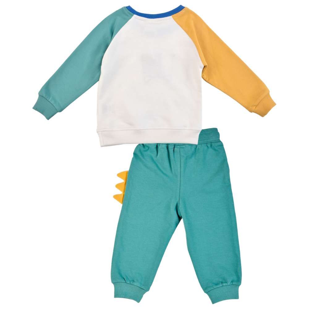 Smart Baby - 2pc-Set - Baby Boy Round Neck Sweatshirt w/ Jogger - White/Green