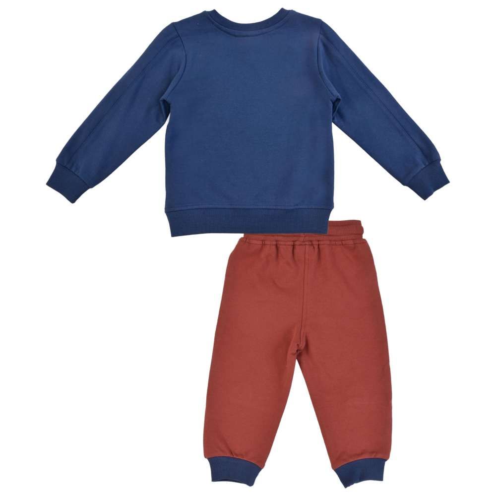 Smart Baby - 2pc-Set - Baby Boy Round Neck Sweatshirt w/ Jogger - Blue/Red