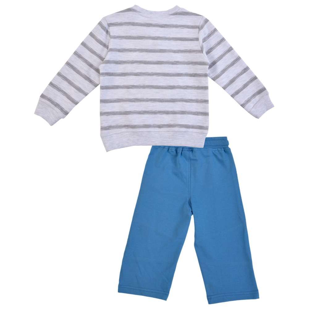 Smart Baby - 2pc-Set - Baby Boy Round Neck Sweatshirt w/ Jogger - Grey Melange