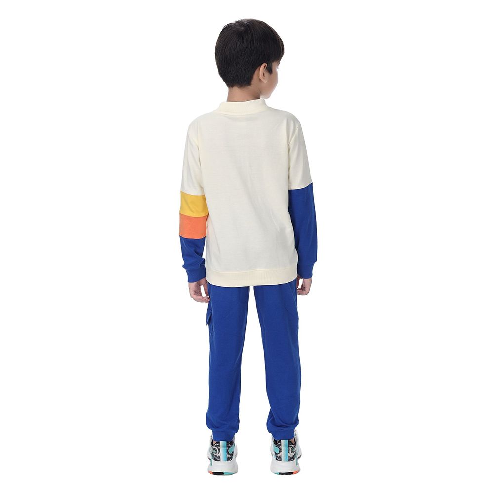 Genius - 2pc-Set - Boy Henley Neck Sweatshirt w/ Jogger - Butter/Blue