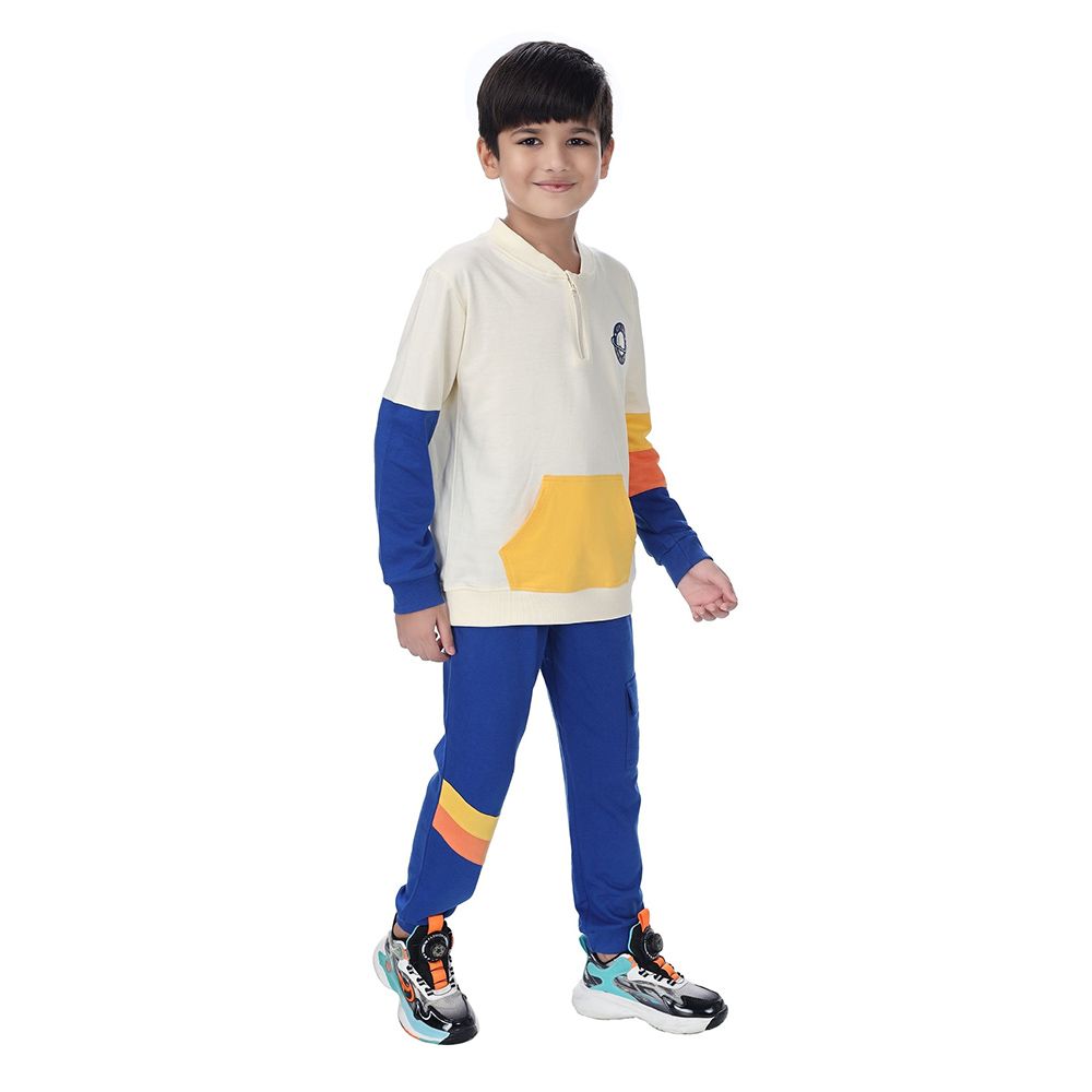 Genius - 2pc-Set - Boy Henley Neck Sweatshirt w/ Jogger - Butter/Blue