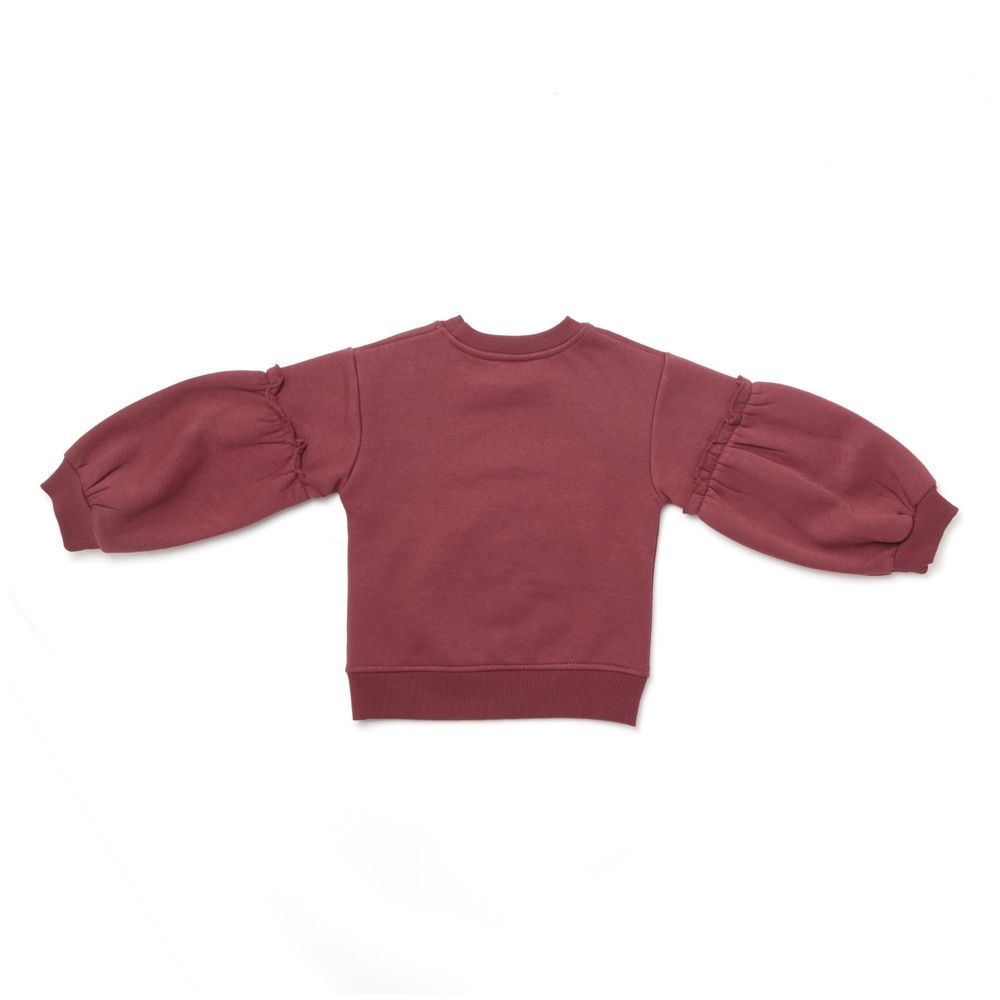 Little Kangaroos - Girl Reindeer Print Sweatshirt - Plum