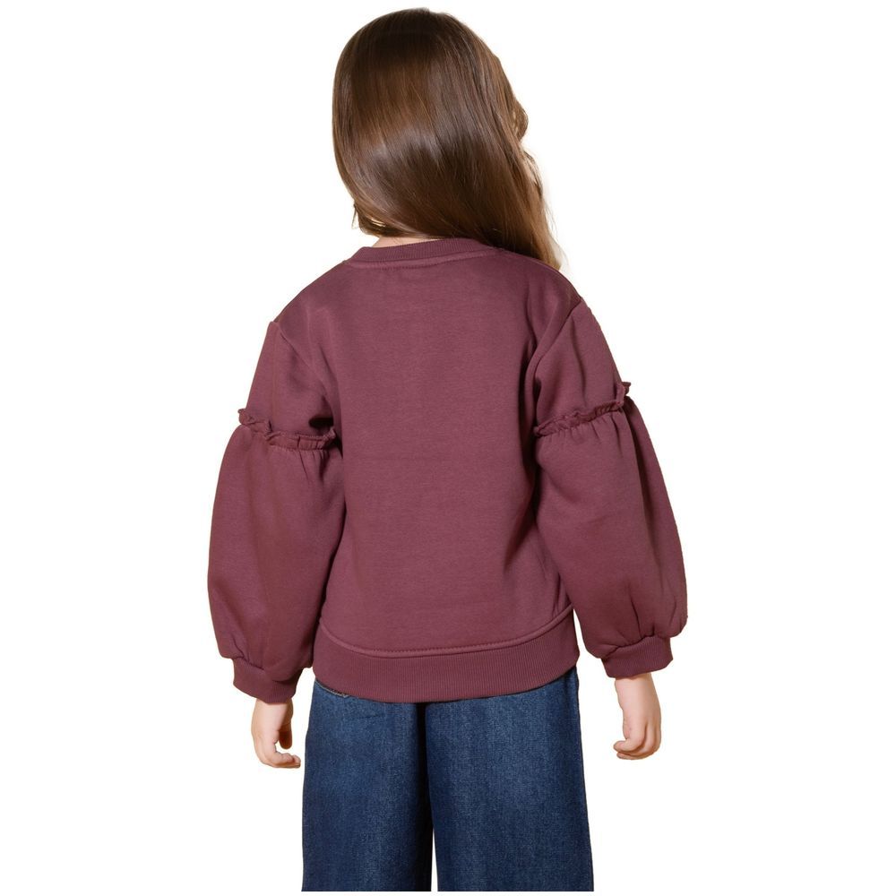 Little Kangaroos - Girl Reindeer Print Sweatshirt - Plum