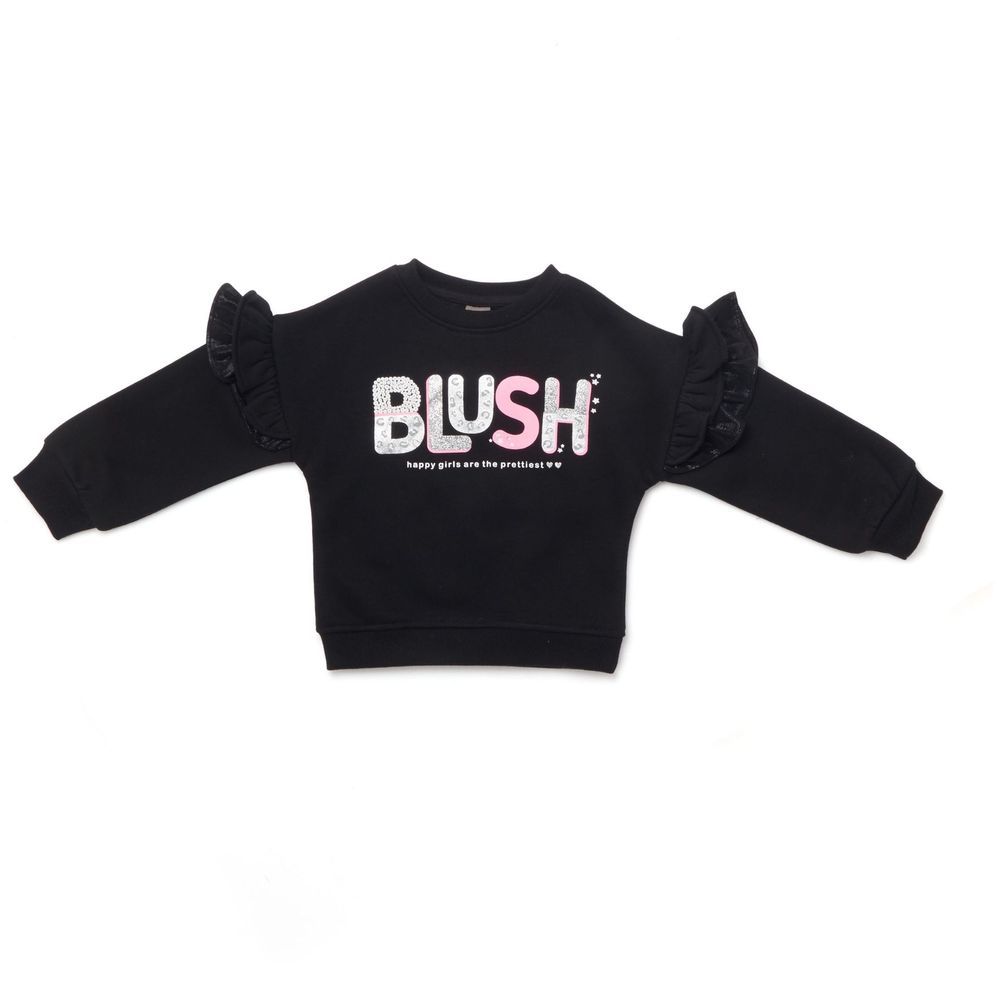 Little Kangaroos - Girl Blush Print Sweatshirt - Black