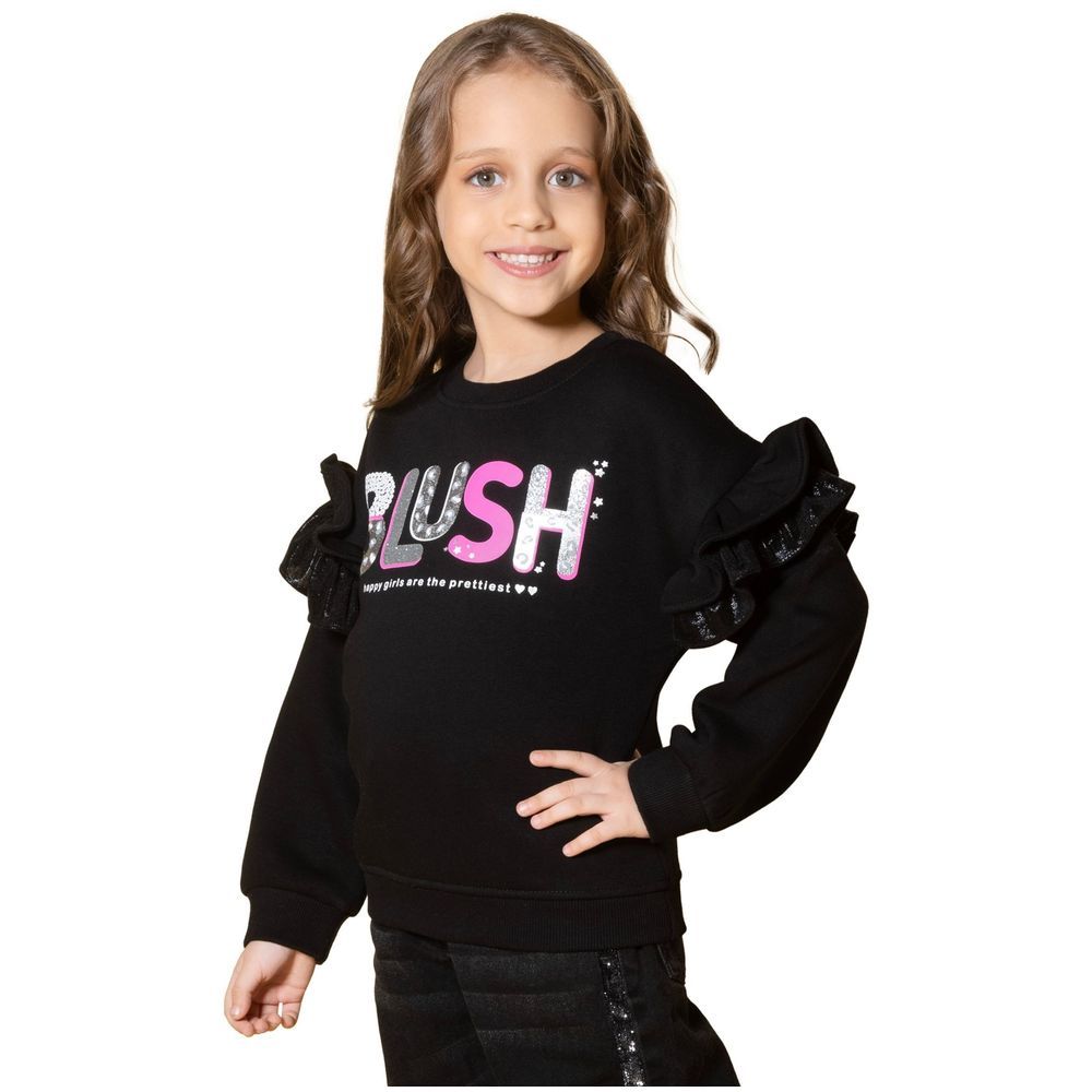 Little Kangaroos - Girl Blush Print Sweatshirt - Black