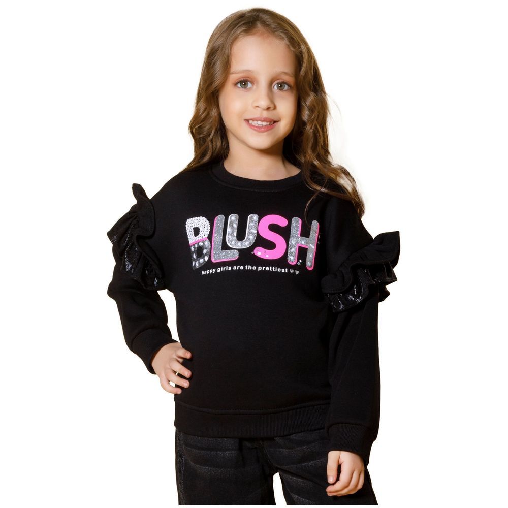 Little Kangaroos - Girl Blush Print Sweatshirt - Black