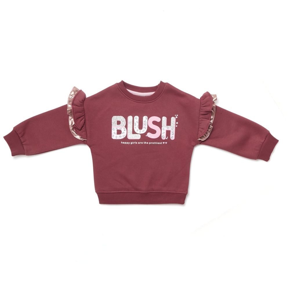 Little Kangaroos - Girl Blush Print Sweatshirt - Plum