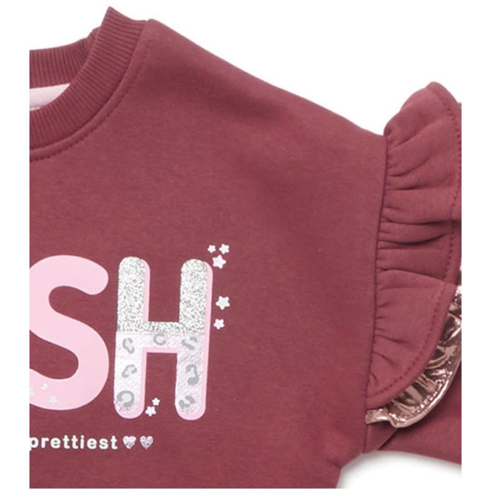 Little Kangaroos - Girl Blush Print Sweatshirt - Plum