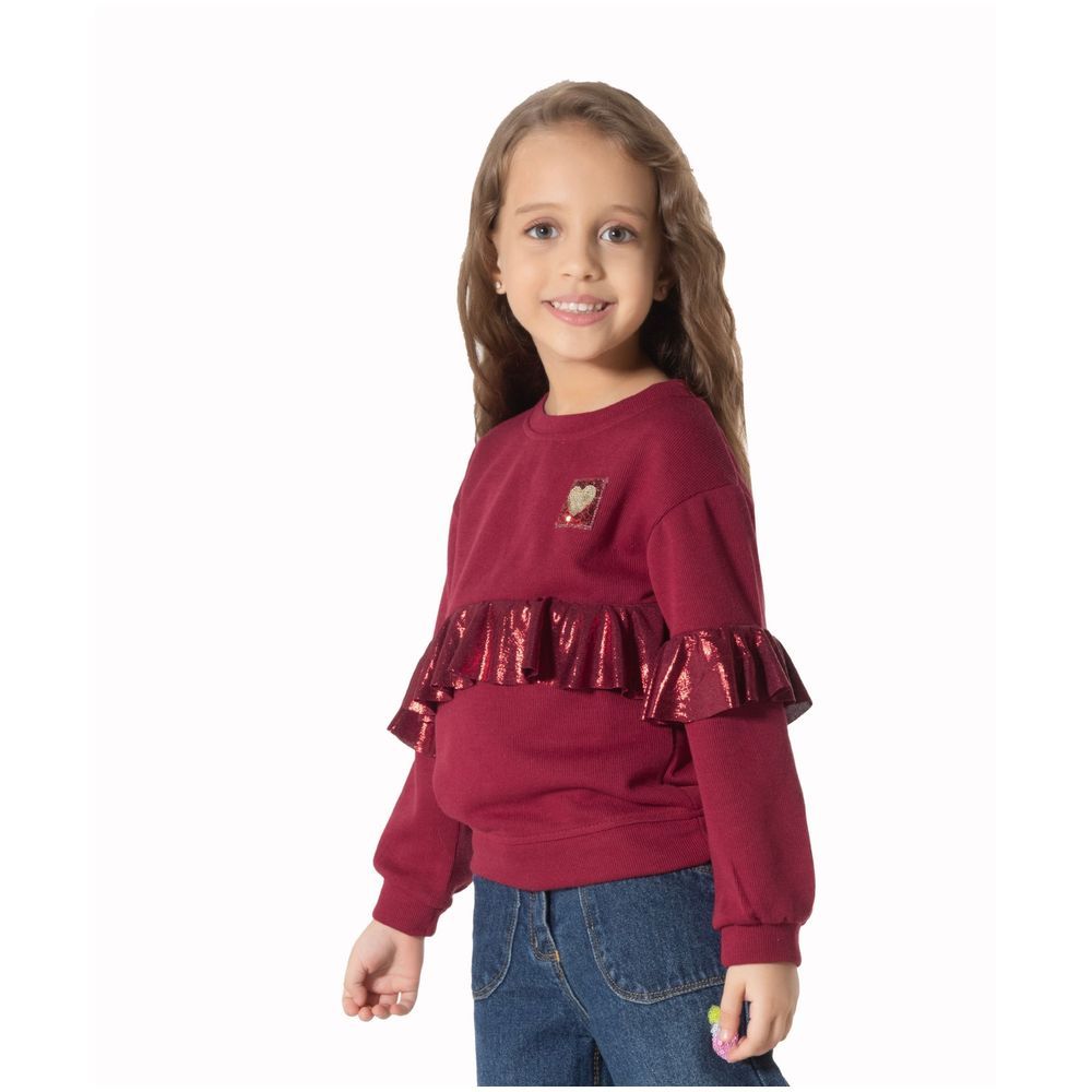 Little Kangaroos - Solid Long Sleeve Sweatshirt - Maroon