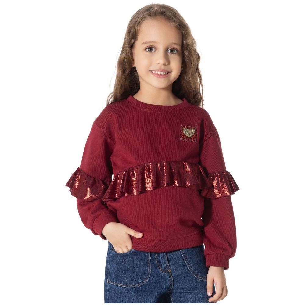 Little Kangaroos - Solid Long Sleeve Sweatshirt - Maroon