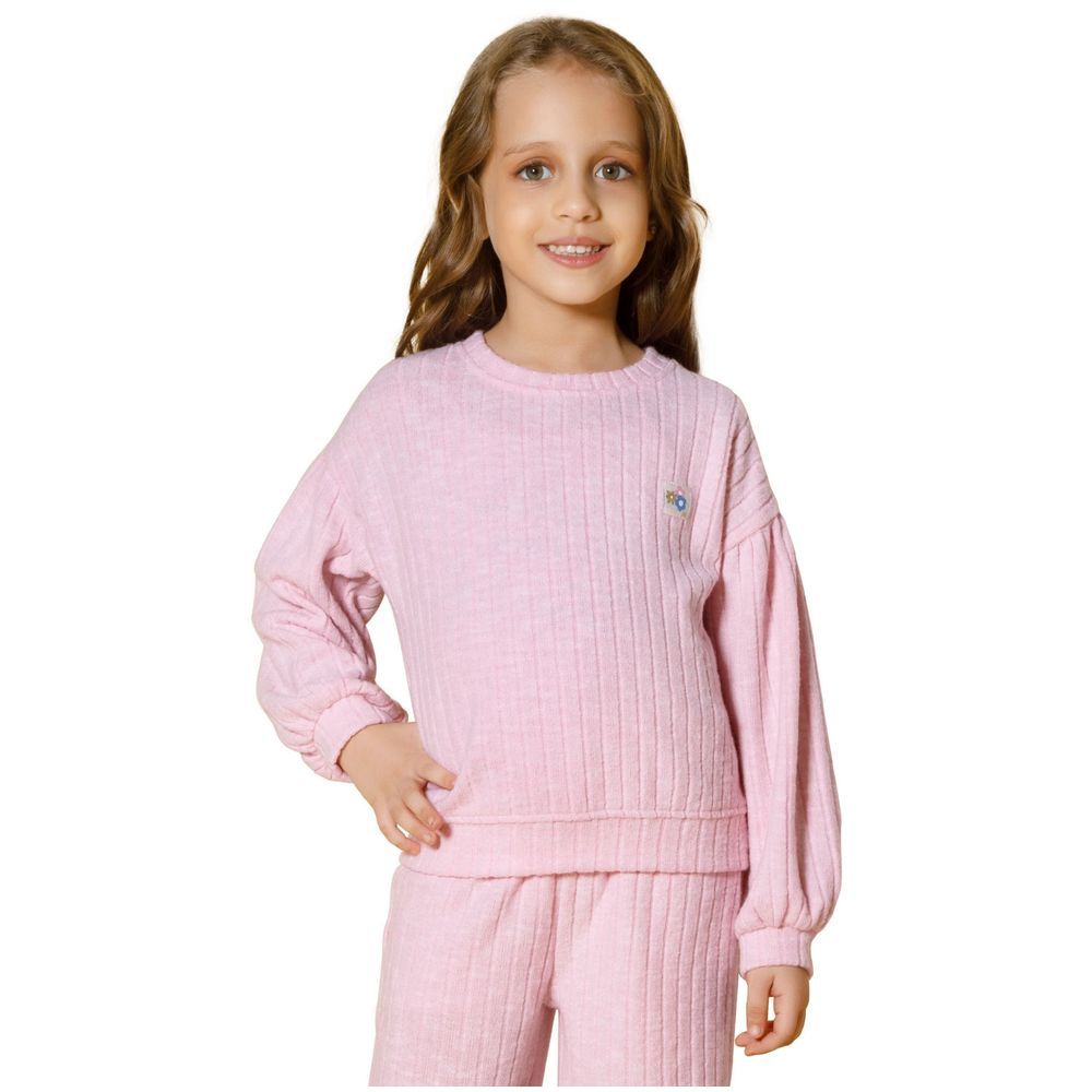 Little Kangaroos - Girl Plain Sweatshirt - Baby Pink