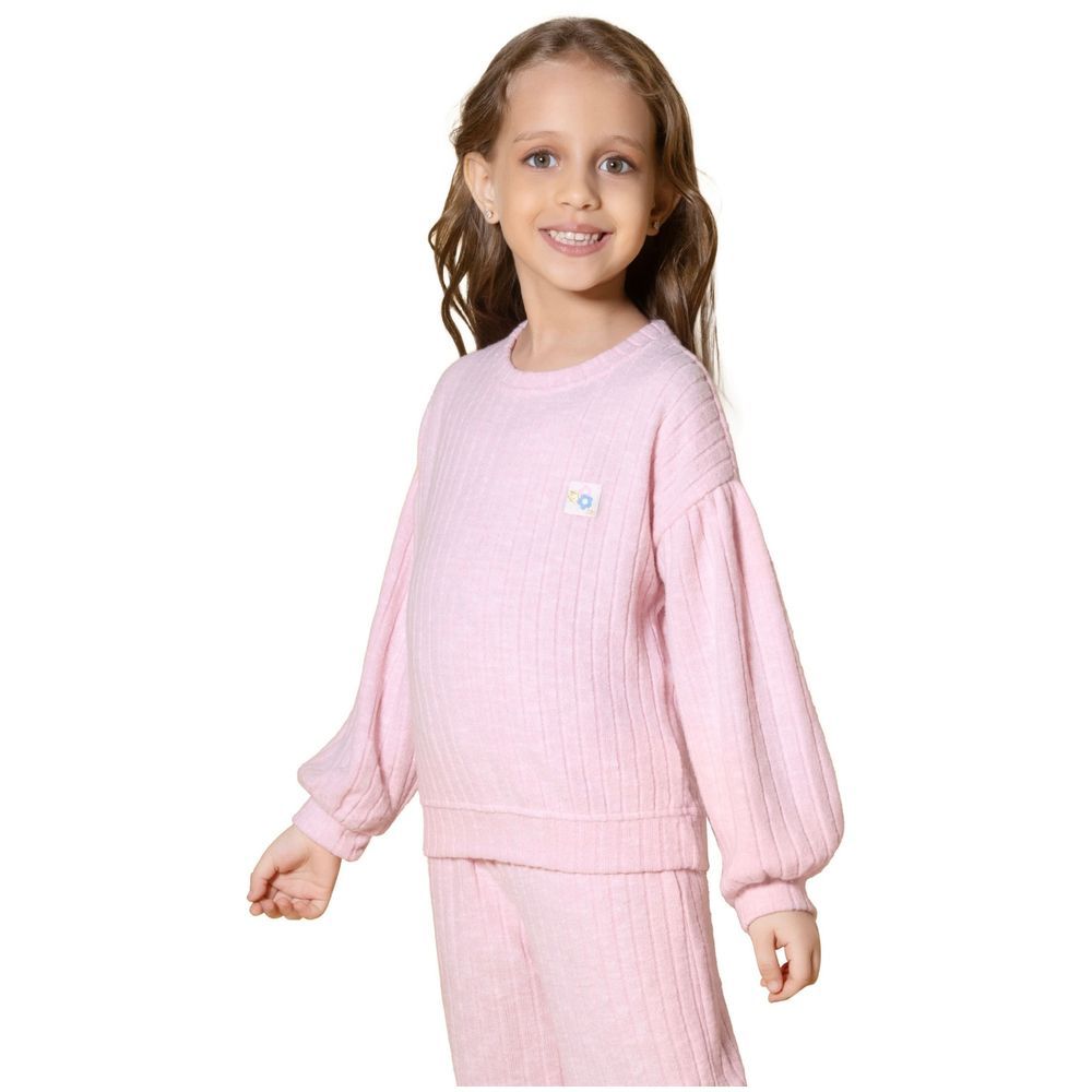 Little Kangaroos - Girl Plain Sweatshirt - Baby Pink