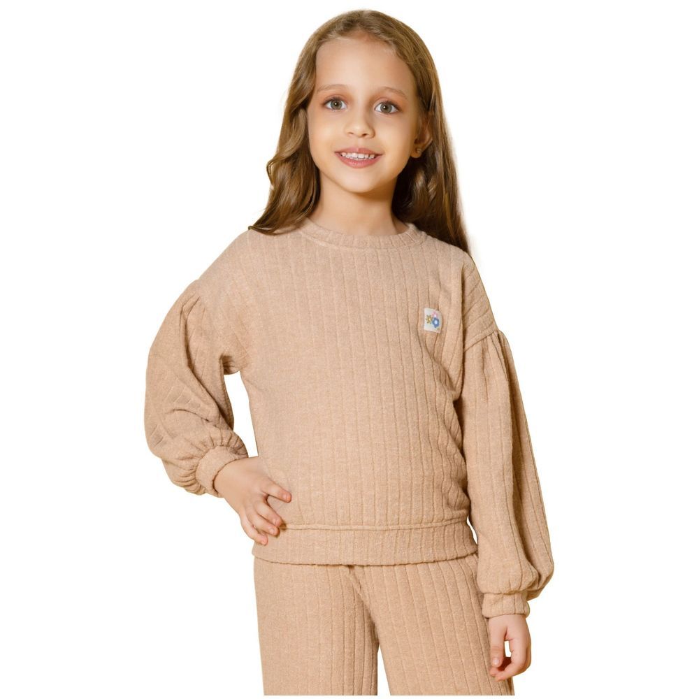 Little Kangaroos - Girl Plain Sweatshirt - Fawn