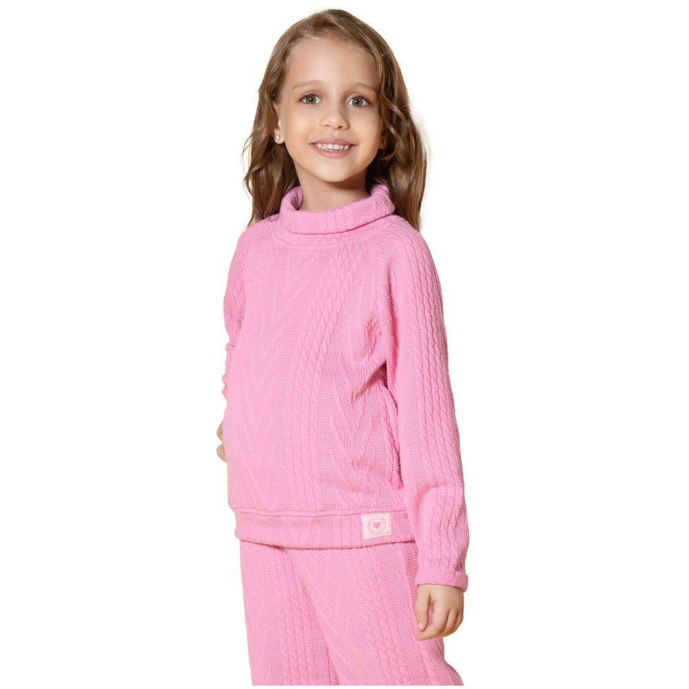 Little Kangaroos - Girl Knitted Sweatshirt - Pink