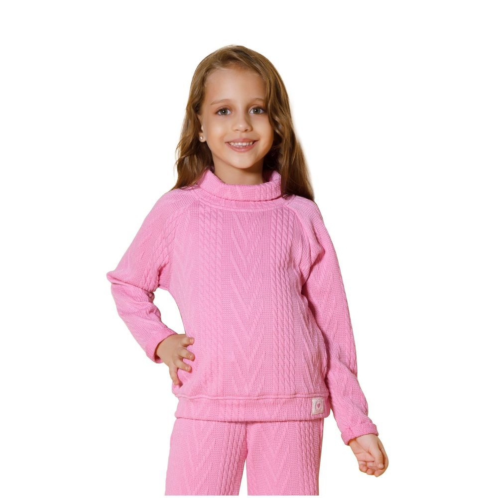 Little Kangaroos - Girl Knitted Sweatshirt - Pink