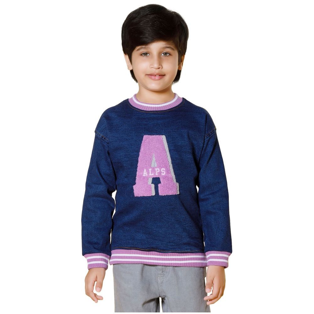 Little Kangaroos - Boy Alps Print Sweatshirt - Dark Blue