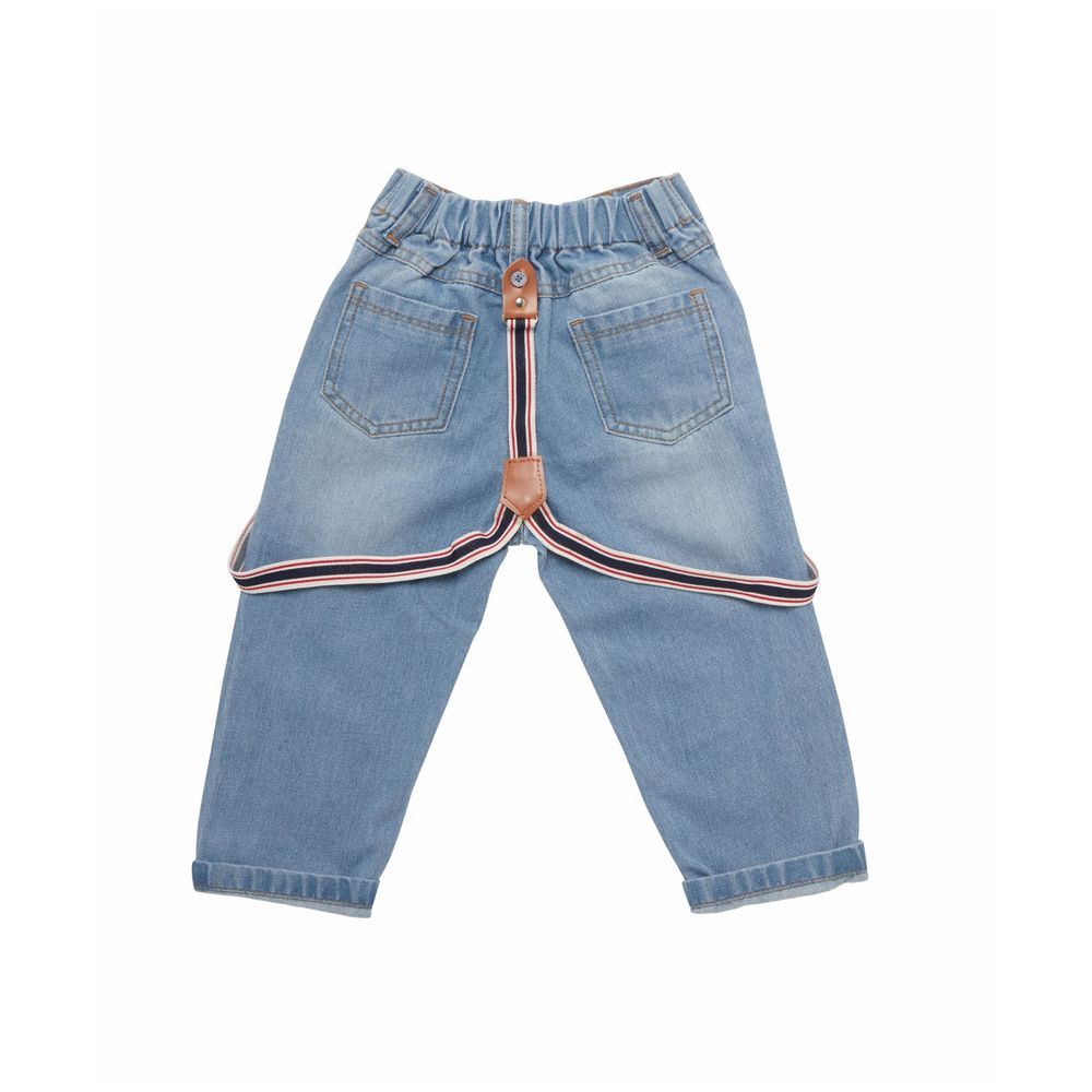 Little Kangaroos - Fully Elastic Jeans w/ Suspender - Light Blue