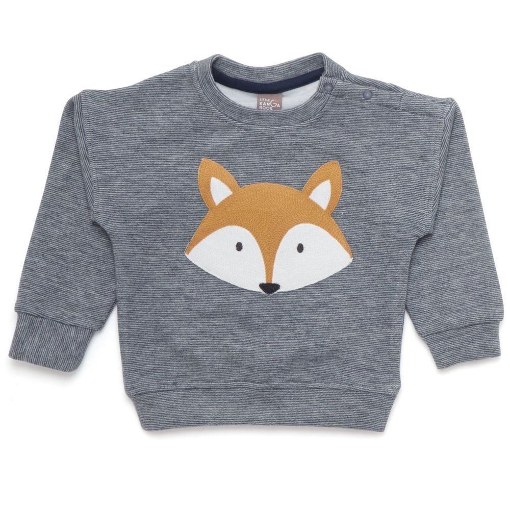 Little Kangaroos - Baby Boy Fox Design Sweatshirt - Navy