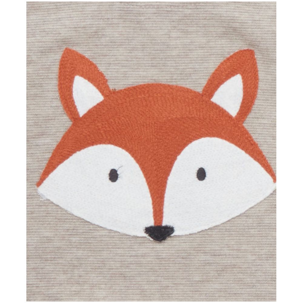 Little Kangaroos - Baby Boy Fox Design Sweatshirt - Khaki