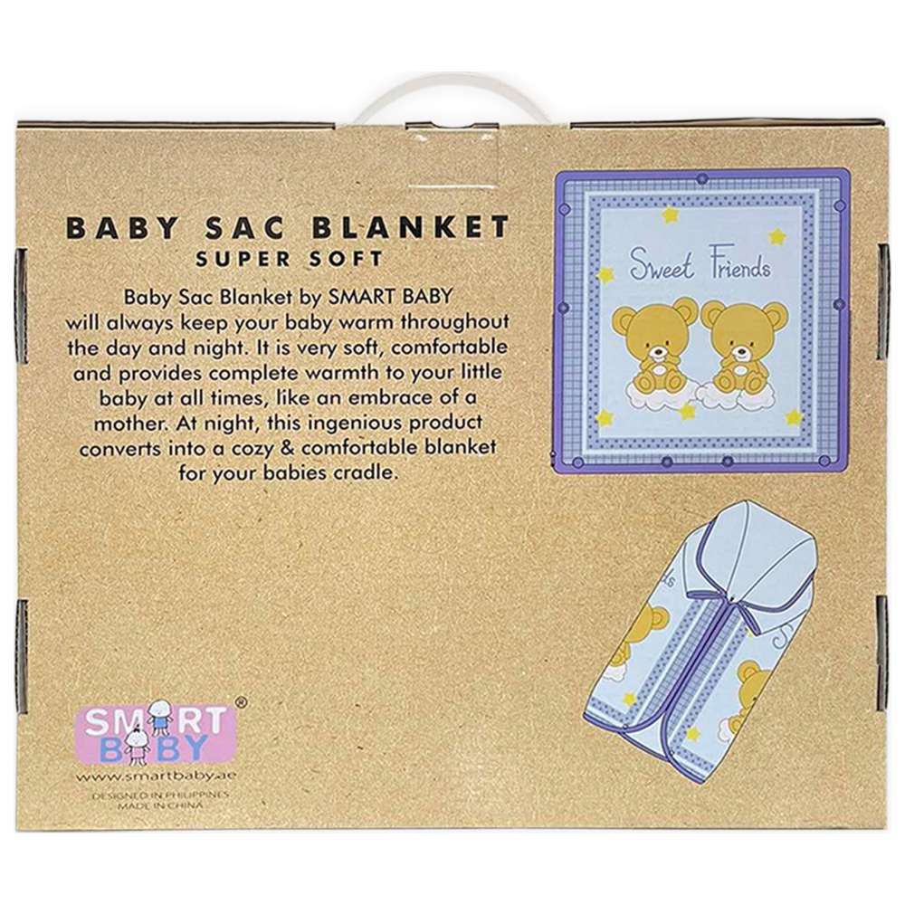 Smart Baby - Baby Boy Sac Blanket - Blue - Sweet Friends