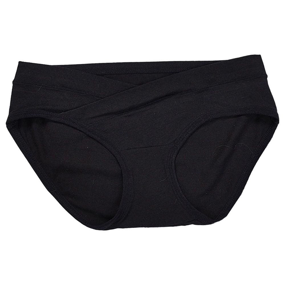 Blooming Blossom - Low Waist Cotton Seamless Maternity Briefs - Black (Exclusive)