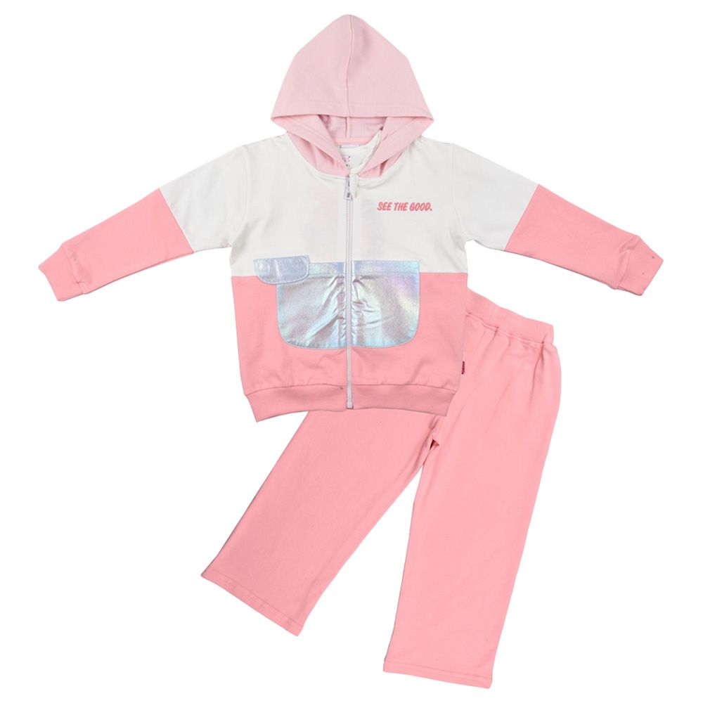 Genius - 3pc-Set - Girl Jacket, T-Shirt And Joggers - Peach