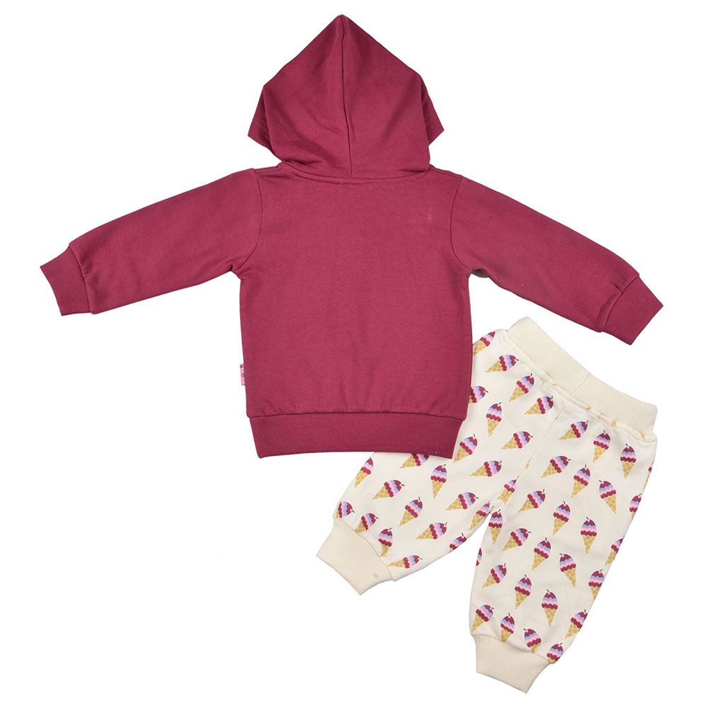 Smart Baby - 2pc-Set - Girls Hooded Sweatshirt And Joggers - Maroon