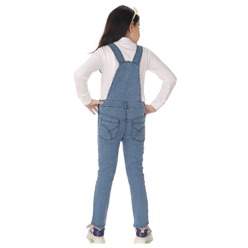 Genius - 2pc-Set - Girl Full Sleeves Top And Dungaree - Blue/White