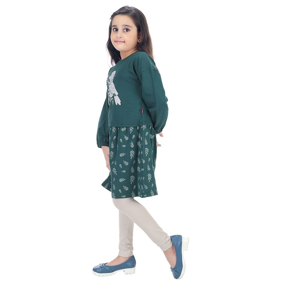 Genius - 2pc-Set - Girl Tunic Top And Leggings - Dark Green/Grey