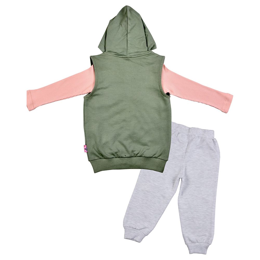 Smart Baby - 3pc-Set - Shirt, Sleeveless Jacket And Joggers - Grey