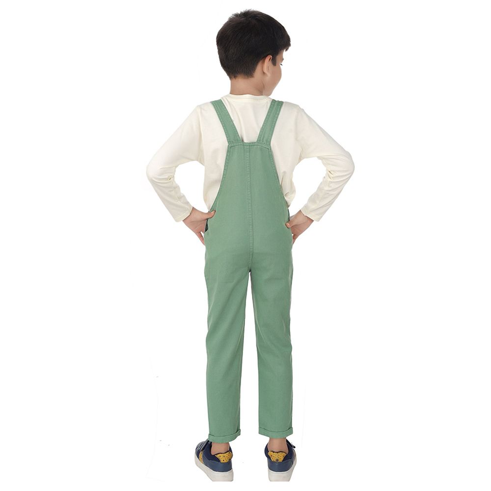 Genius - 2pc-Set - Boy Long Sleeves Shirt And Dungaree- Cream