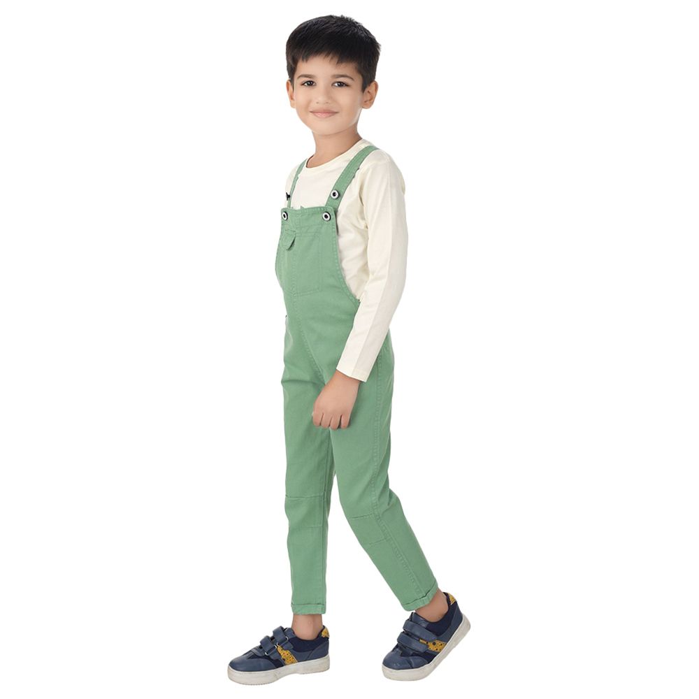 Genius - 2pc-Set - Boy Long Sleeves Shirt And Dungaree- Cream