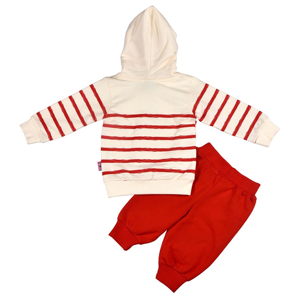 Smart Baby - 3pc-Set - Baby Girl T-Shirt, Jacket And Joggers - Red