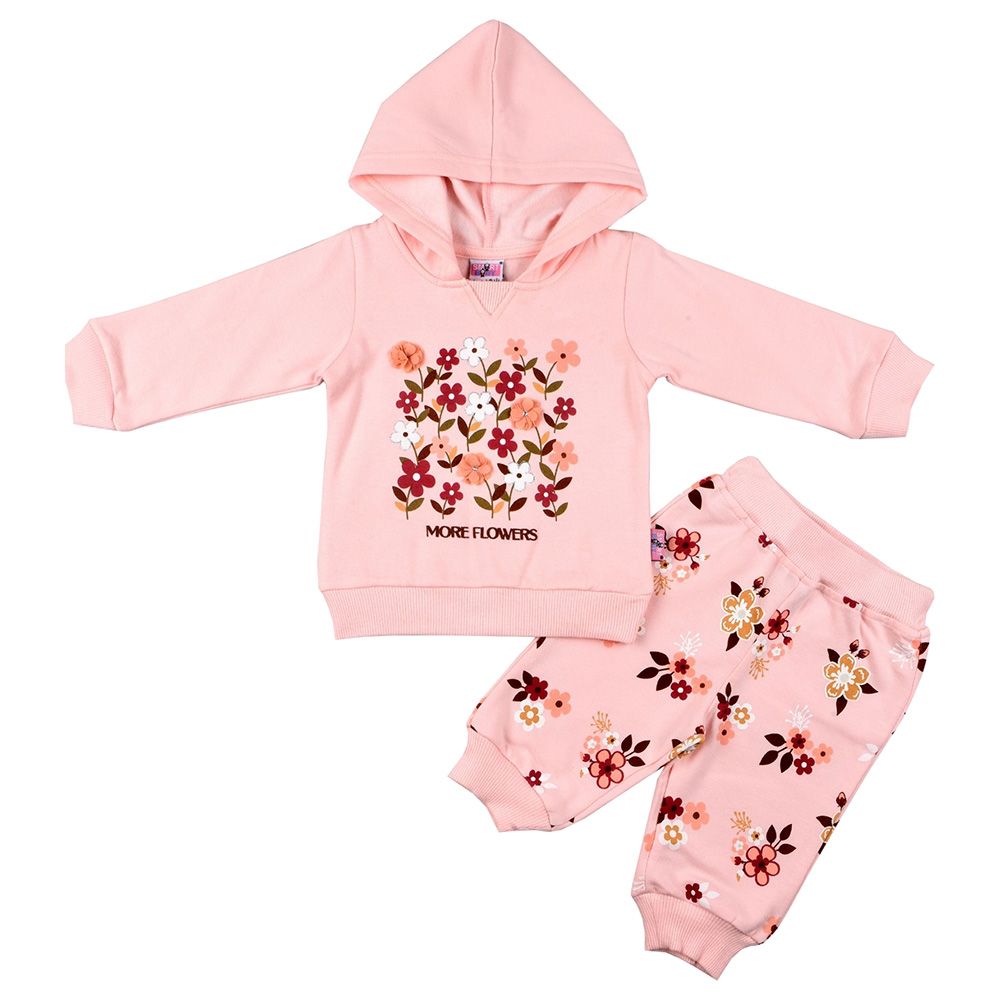 Smart Baby - 2pc-Set - Girls Hooded Sweatshirt And Joggers - Rose Pink