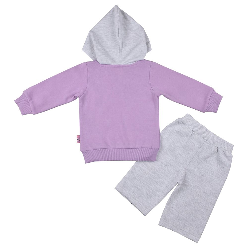 Smart Baby - 2pc-Set - Girls Hooded Sweatshirt And Joggers - Purple