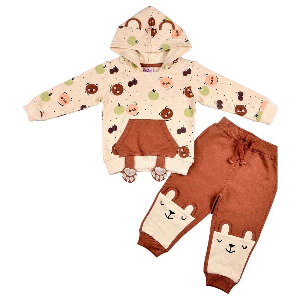 Smart Baby - 2pc-Set - Baby Boy Sweatshirt And Joggers - Cream/Brown