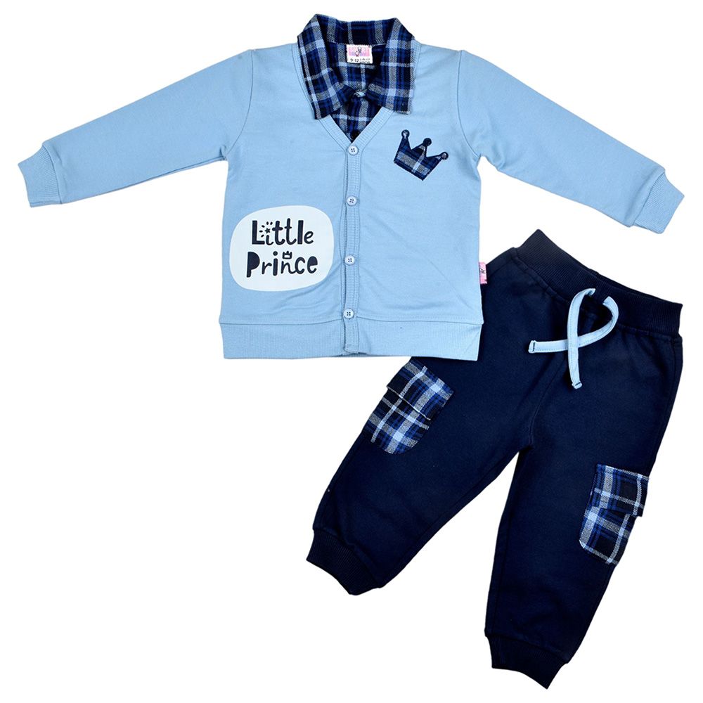 Smart Baby - 3pc-Set - Baby Boy Shirt, Sweater And Joggers - Blue