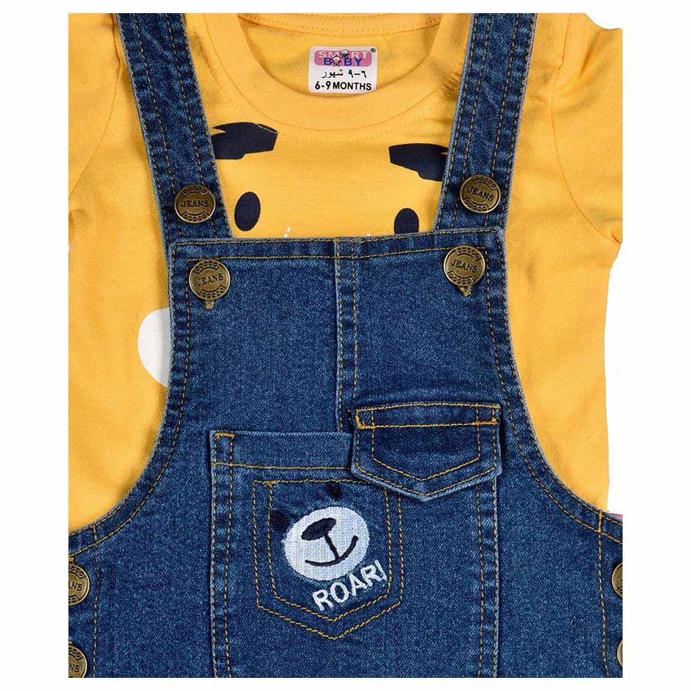 Smart Baby - 2pc-Set - Baby Boy T-Shirt And Dungaree - Blue/Yellow