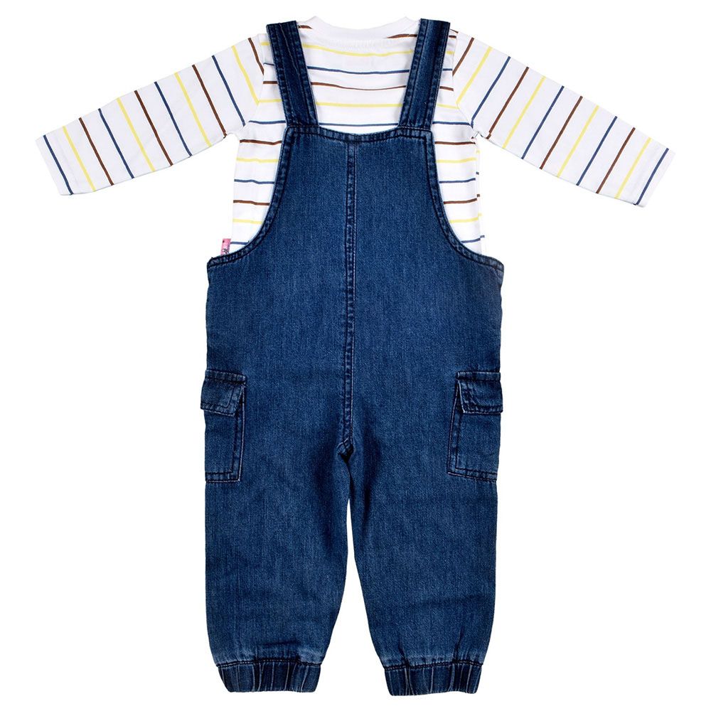 Smart Baby - 2pc-Set - Baby Boy Shirt And Denim Dungaree - Blue