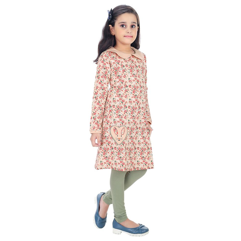 Genius - 2pc-Set - Girl Tunic Top And Leggings - Multi/Sage Green