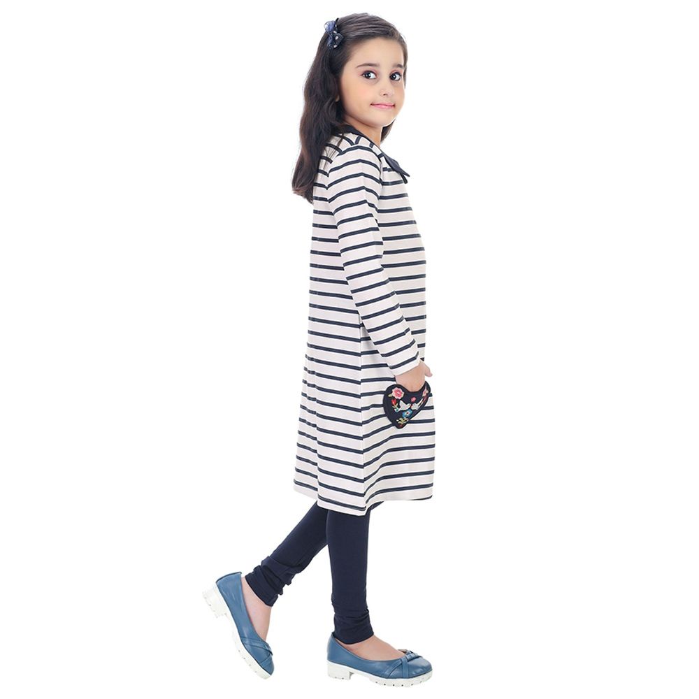 Genius - 2pc-Set - Girl Tunic Top And Leggings - Black/White