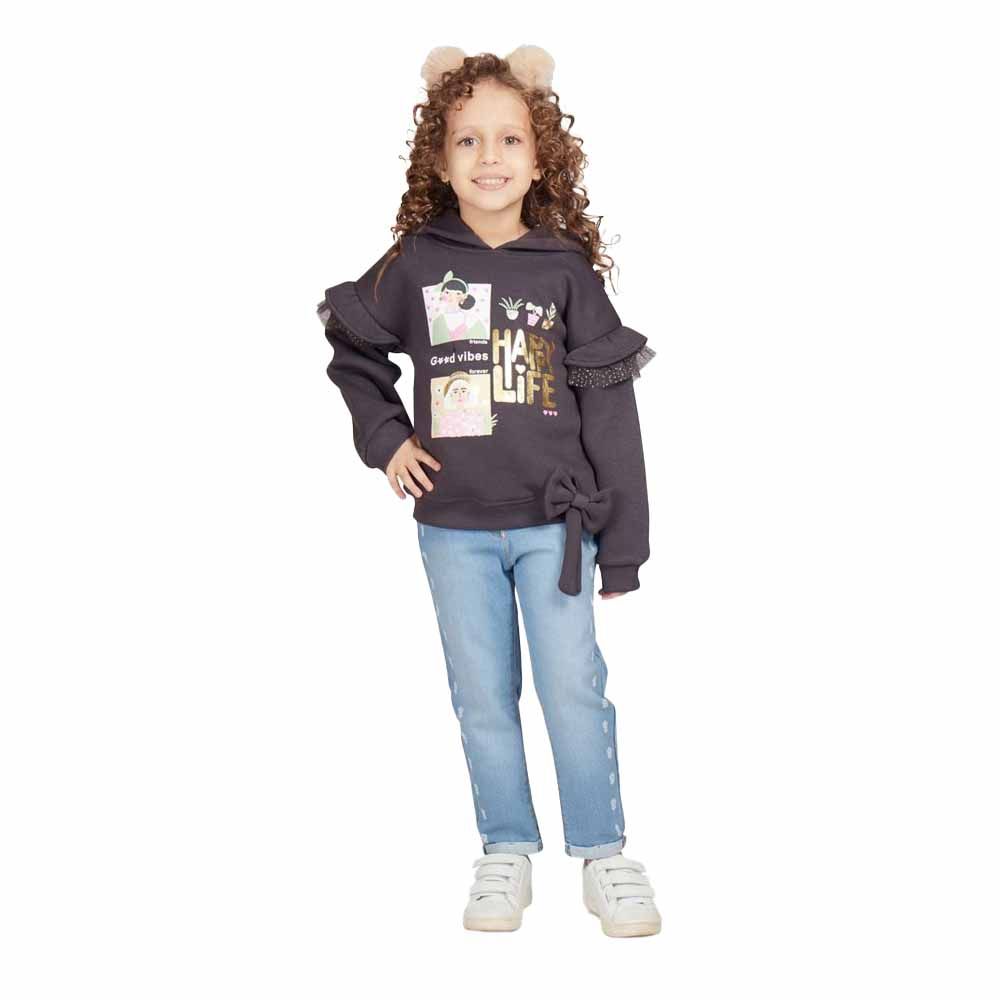 Little Kangaroos - Girl's Hooded Sweatshirt - Charcoal