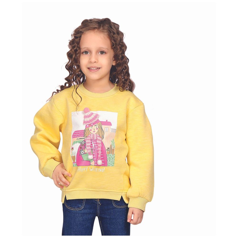 Little Kangaroos - Girl's Long Sleeves Sweatshirt - Lemon