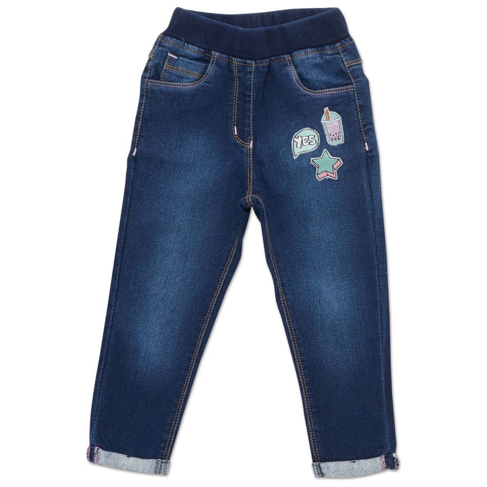 Little Kangaroos - Girl's Faded Jeans - Dark Blue