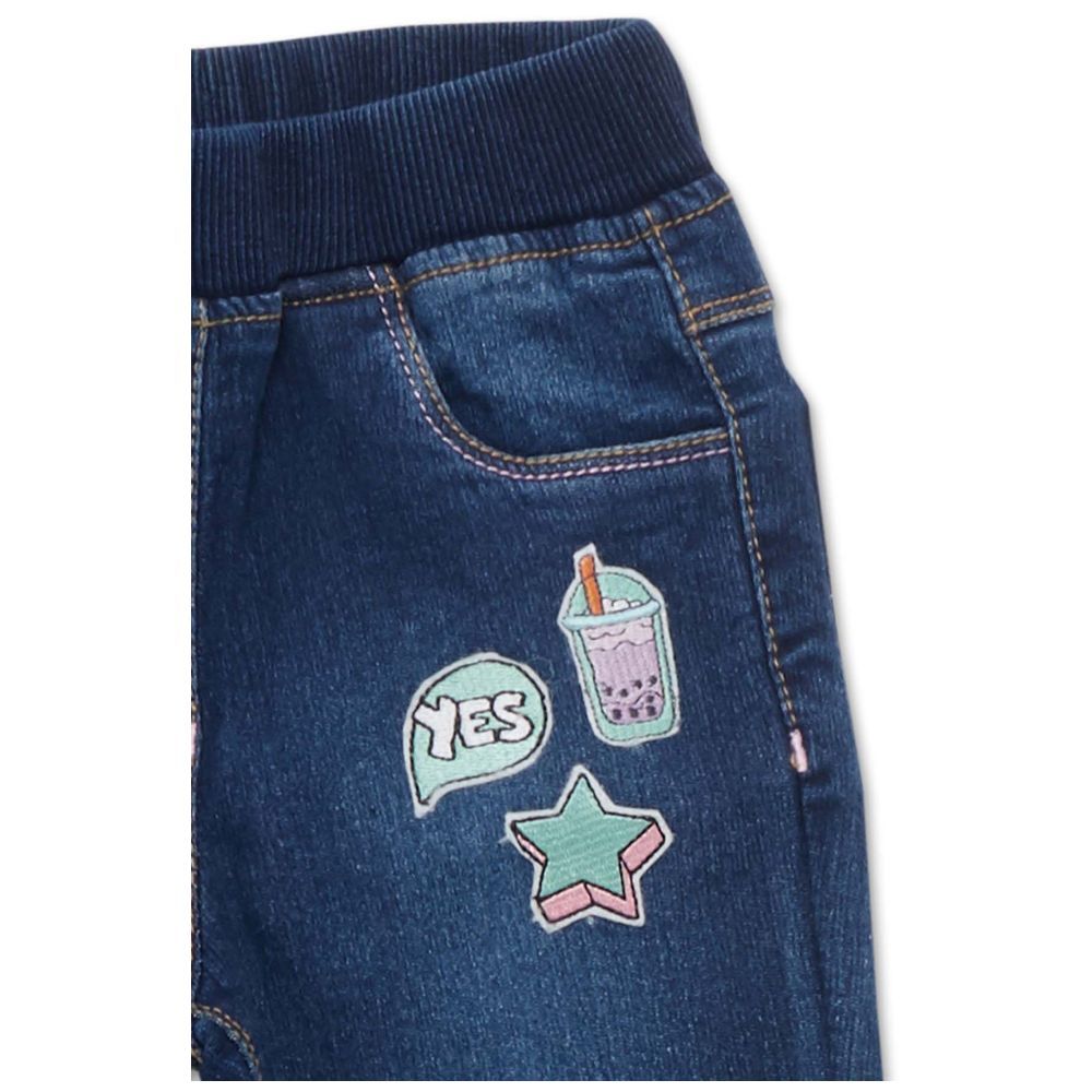 Little Kangaroos - Girl's Faded Jeans - Dark Blue